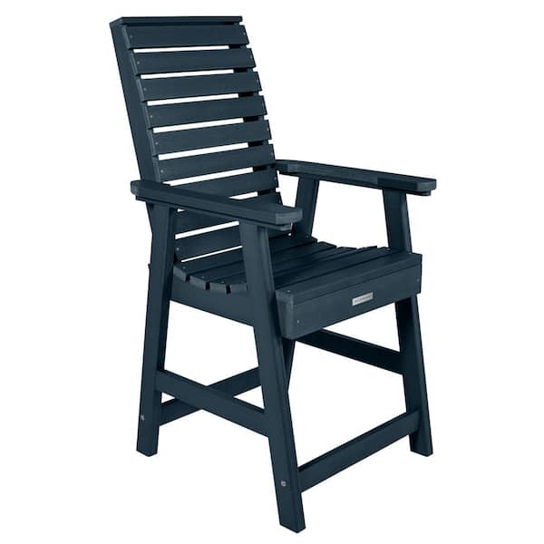 Highwood Weatherly Federal Blue Counter-Height Recycled Plastic Outdoor Dining Arm Chair