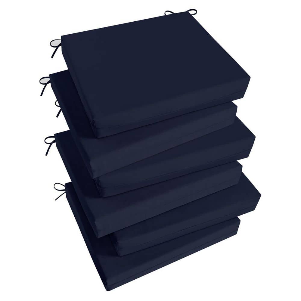 18.5 x 16 x 3 Inch Set of 6 Outdoor Patio Chair Cushion Water Resistant Square Corner Navy with 2 Ties price history on PriceWatchPro