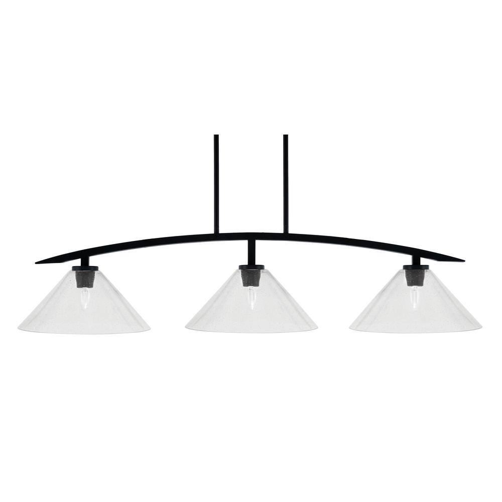 Siena 45.25 in. 3-Light Matte Black Chandelier with 12 in. Clear Bubble Gla