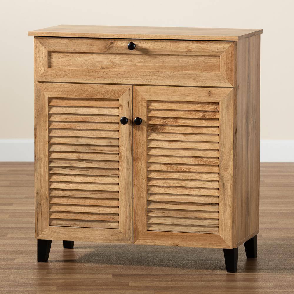 Coolidge Oak Brown Wood Rectangular Footwear Storage Cabinet