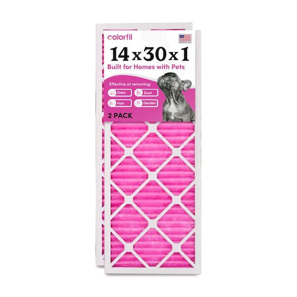 COLORFIL 14 in. x 30 in. x 1 in. Odor Removal and Color Changing Pleated Furnace Air Filter, MERV 8 (2-Pack)