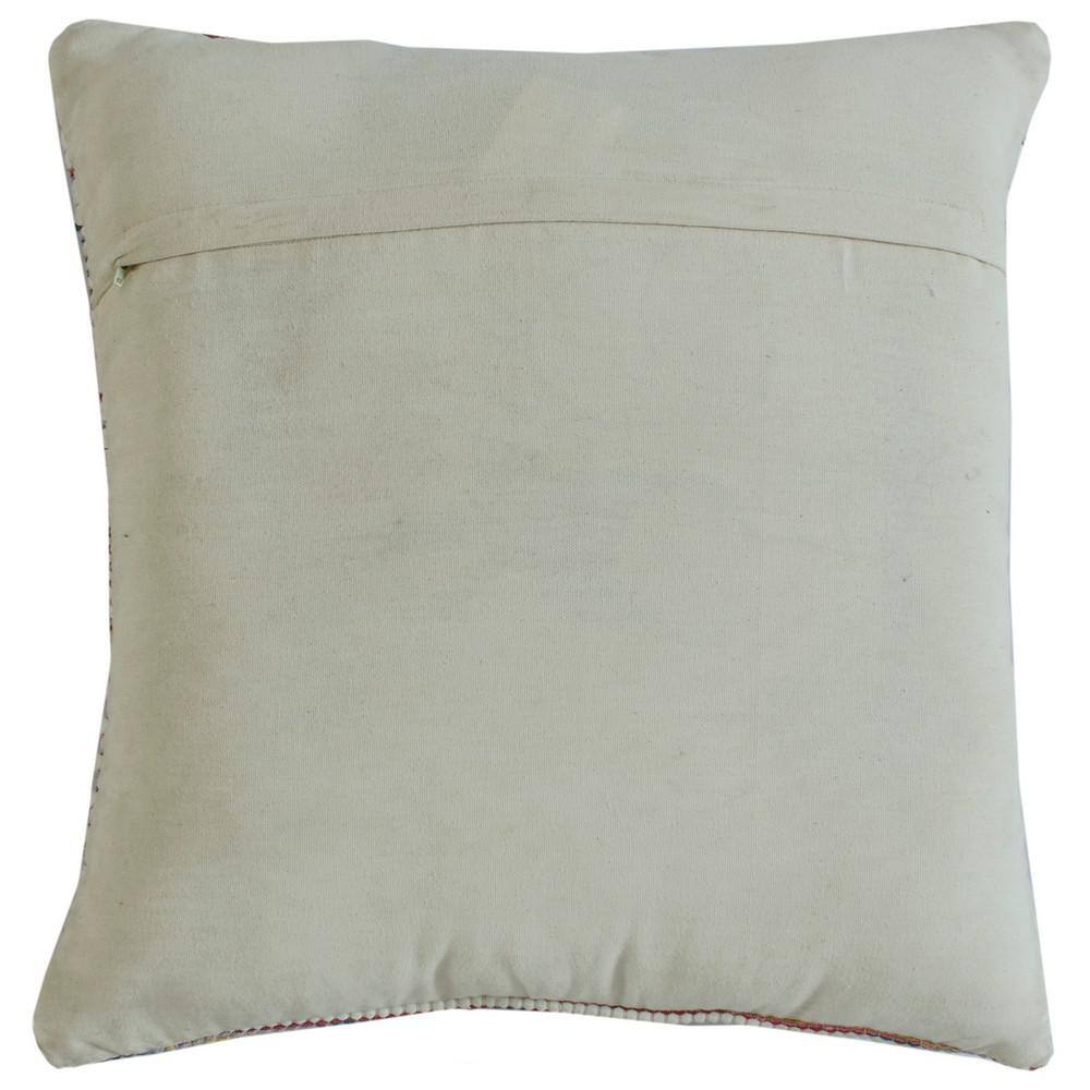 Multicolored Textured Motif Striped Square Throw Pillow, 20"