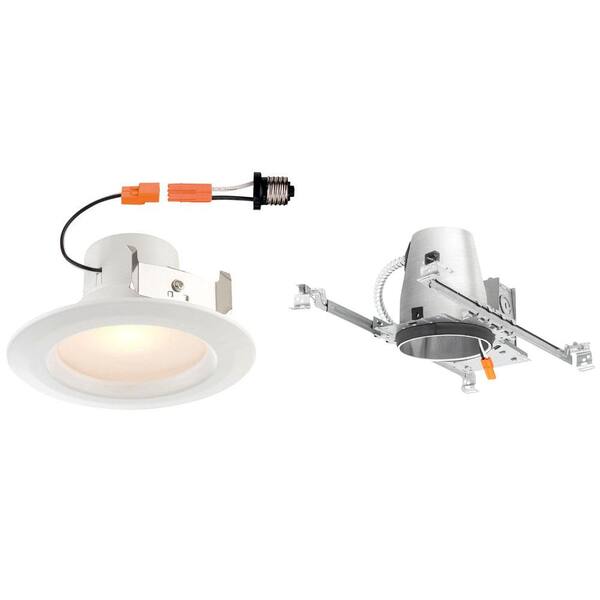 EnviroLite 4 in. LED Recessed New Construction Housing with White Recessed LED Trim Kit, 2700K