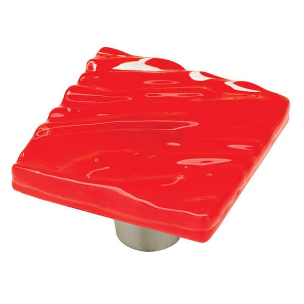 Homegrown Hardware by Liberty 1-1/2 in. Wave Tomato Square Glass Cabinet Knob