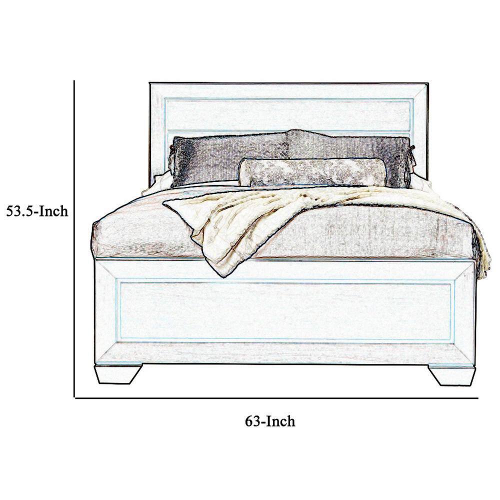 Transitional Queen Bed with Panel Headboard in Cocoa Brown
