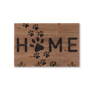 21 in. L Wooden Pet Themed in. Home in. Wall Art with Hanging Hooks
