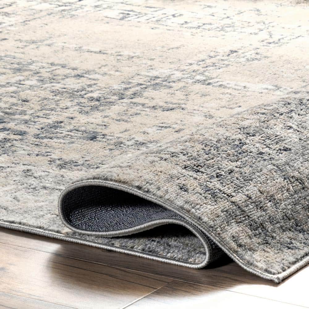 Modern Abstract Beige Synthetic Area Rug, 52"x24"