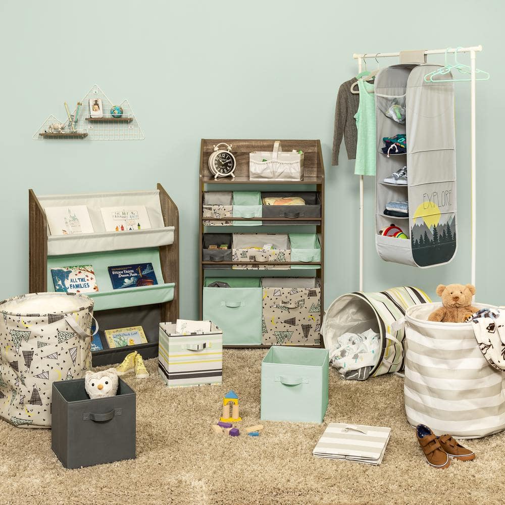 Rustic Brown Kids Storage Unit with Multicolor Bins