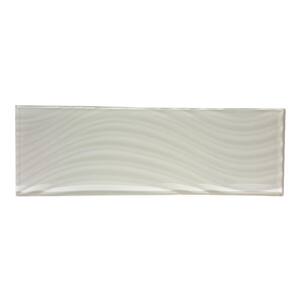 ABOLOS Coastal Style Glossy Cream Trim 1 in. x 12 in. Textured Glass ...