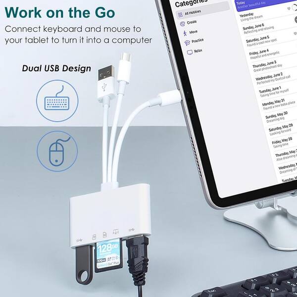 Vrbgify - 5 in 1-Universal Memory Card Reader SD/TF Card/USB Adapters Support SD/Micro SD/SDHC/SDXC/MMC Memory Cards Plug and Play