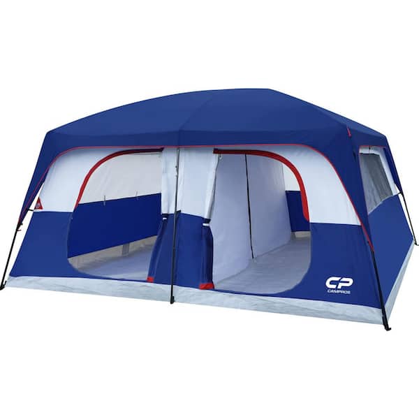 Zeus & Ruta 12-Person Camping Tents, Weatherproof Family Dome Tent with Rainfly, Large Mesh Windows, Wider Door in Blue