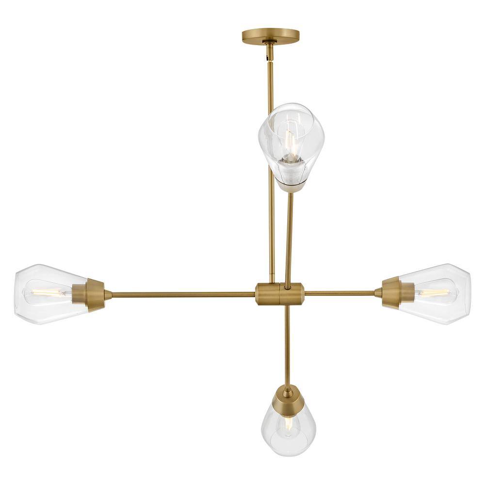 Livie Lacquered Brass 4-Light Sputnik Chandelier with Clear Glass