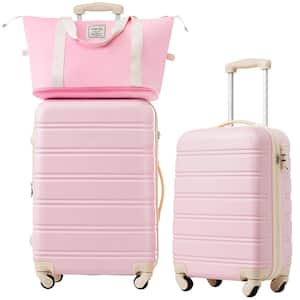 3-Piece Light Pink Expandable ABS Hardshell Spinner 20 in. and 24 in. Luggage Set with Bag, 3-Digit TSA Lock