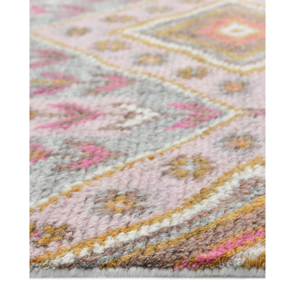 Hudson Hand-Knotted Pink and Gray Wool Area Rug 3' x 5'