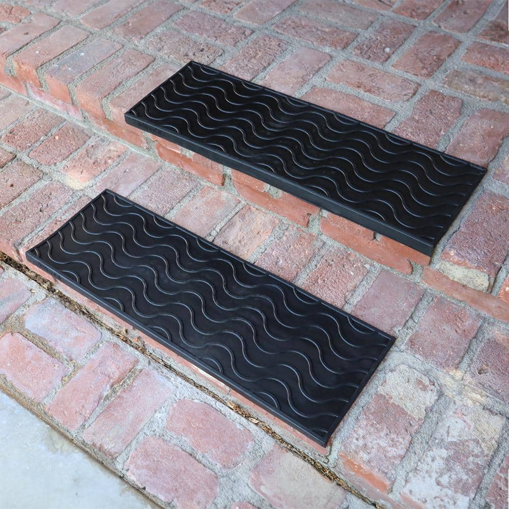 Rubber-cal Waves 9.75 In. X 29.125 In. Rubber Stair Tread Covers - 6 