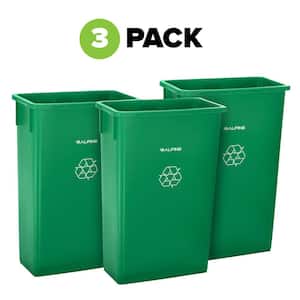 23 Gal. Green Open Top Waste Basket Slim Commercial Recycling Bin Garbage Trash Can (3-Pack)
