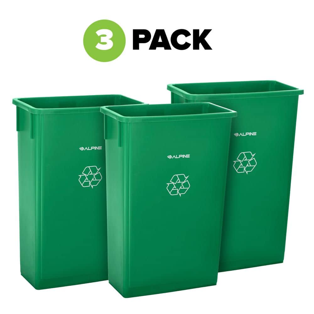23 Gal. Green Open Top Waste Basket Slim Vented Commercial Recycling Bin Ga
