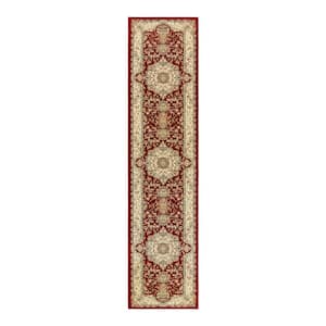 Majestic Silas Red 2 ft. x 9 ft. Border Indoor Runner Rug
