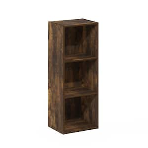 Pasir 32 in. Tall Amber Pine Wood 3-Shelf Standard Bookcase