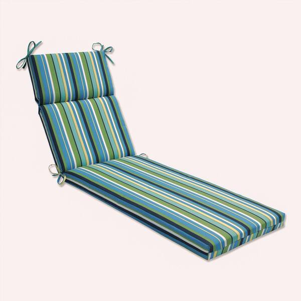 Pillow Perfect Striped 21 x 28.5 Outdoor Chaise Lounge Cushion in Blue/Green Topanga