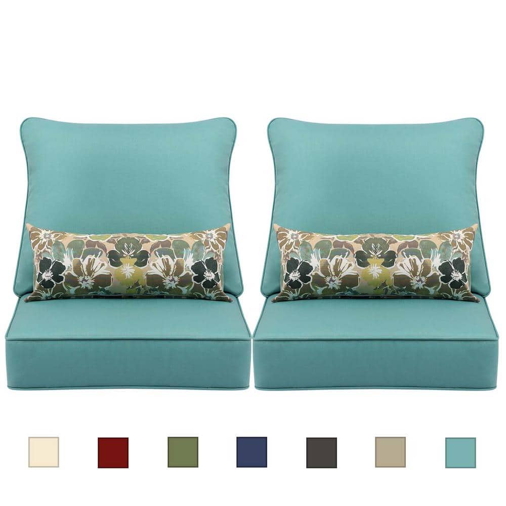 at Home Turquoise Canvas Outdoor Square Seat Cushion