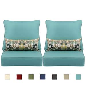 24 in. x 24 in. Outdoor Deep Seating Lounge Chair Cushion in Turquoise (Set of 6) (2 Back 2 Seater 2 Pillow)