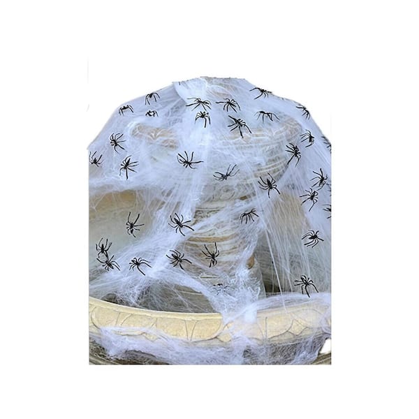 Extra Large 1400 Sqft Halloween Spider Web Set with Super Stretchy 150 Spiders for Indoor Outdoor Scares Decor (1-Pack)