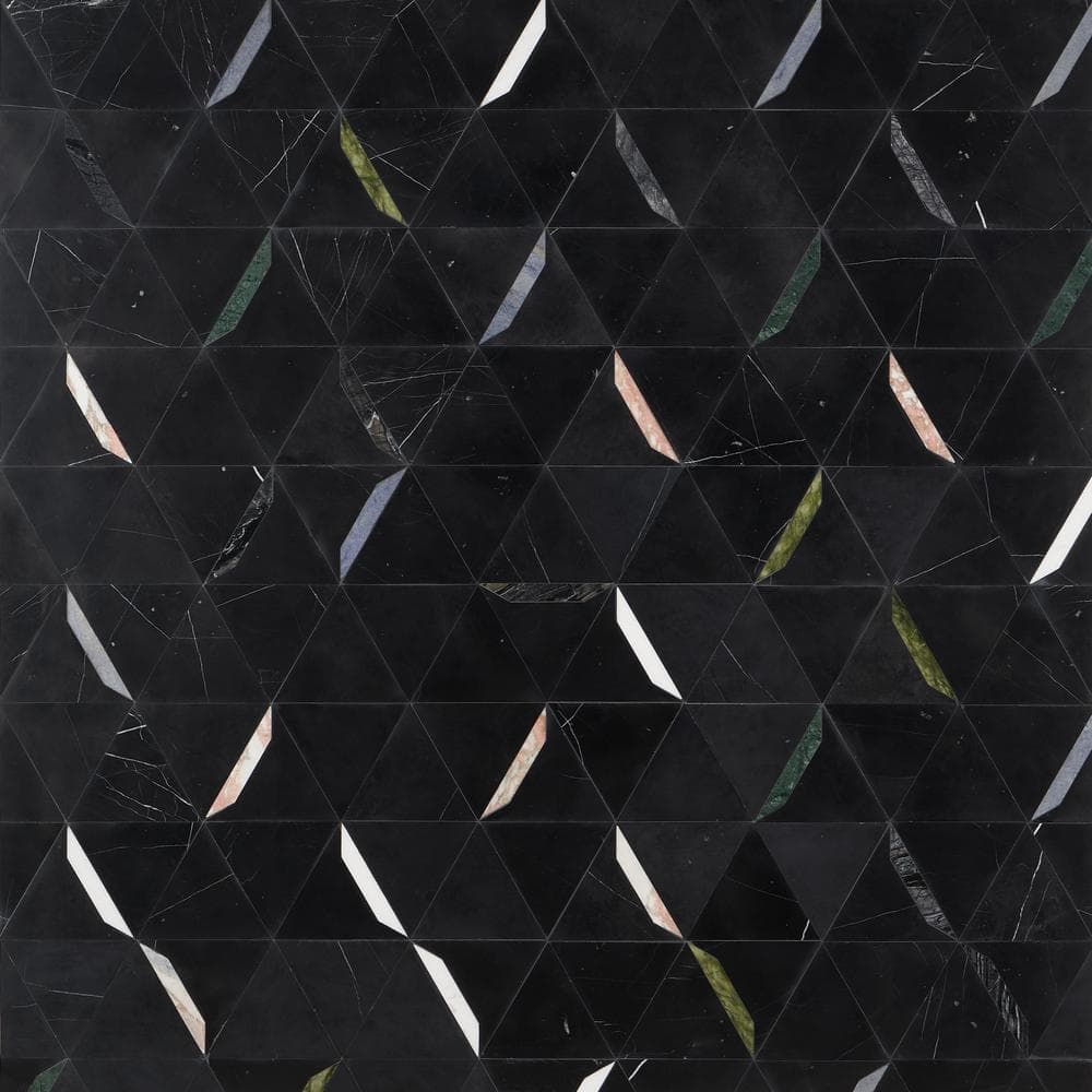 Zandara Nero Gem 4 in. x 0.39 in. Polished Marble Floor and Wall Mosaic Tile Sample price history on PriceWatchPro