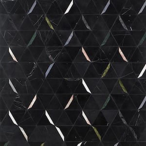 Zandara Nero Gem 12 in. x 20.5 in. Polished Marble Floor and Wall Mosaic Tile (1.7 sq. ft./Each)