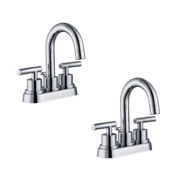 Glacier Bay Farrington Single Hole Single-Handle High-Arc Bathroom Faucet in Polished Chrome (2-Pack), Grey