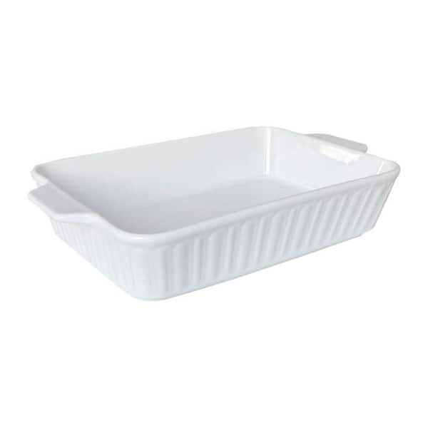 4.2 qt. Deep Ceramic Rectangular Casserole Dish with Handles Oven Safe Bakeware for Baking and Grilling 1 Piece