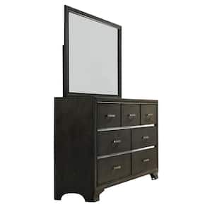SignatureHome Finish Grey Wood Material Oceana Wood 7-Drawer Dresser With Mirror Dimension: 16"W x 58"L x 37"H