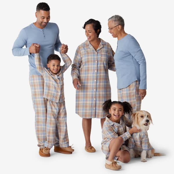 The Company Store Company Cotton Family Flannel Holiday Pup Extra Small  Blue/Multi Dog Pajamas 60016 - The Home Depot