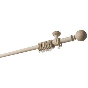 63 in. Intensions Single Curtain Rod Kit in Cloud with Bulb Finials with Ceiling Brackets and Rings