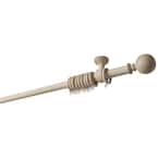 95 in. Intensions Single Curtain Rod Kit in Cloud with Bulb Finials with Ceiling Brackets and Rings