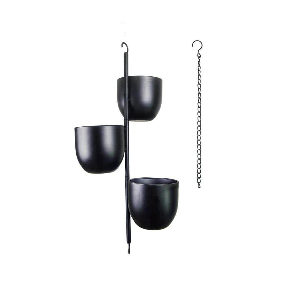 3 Tier Black Metal Hanging Planters with 6 in. Flower Pots Indoor Outdoor price history on PriceWatchPro