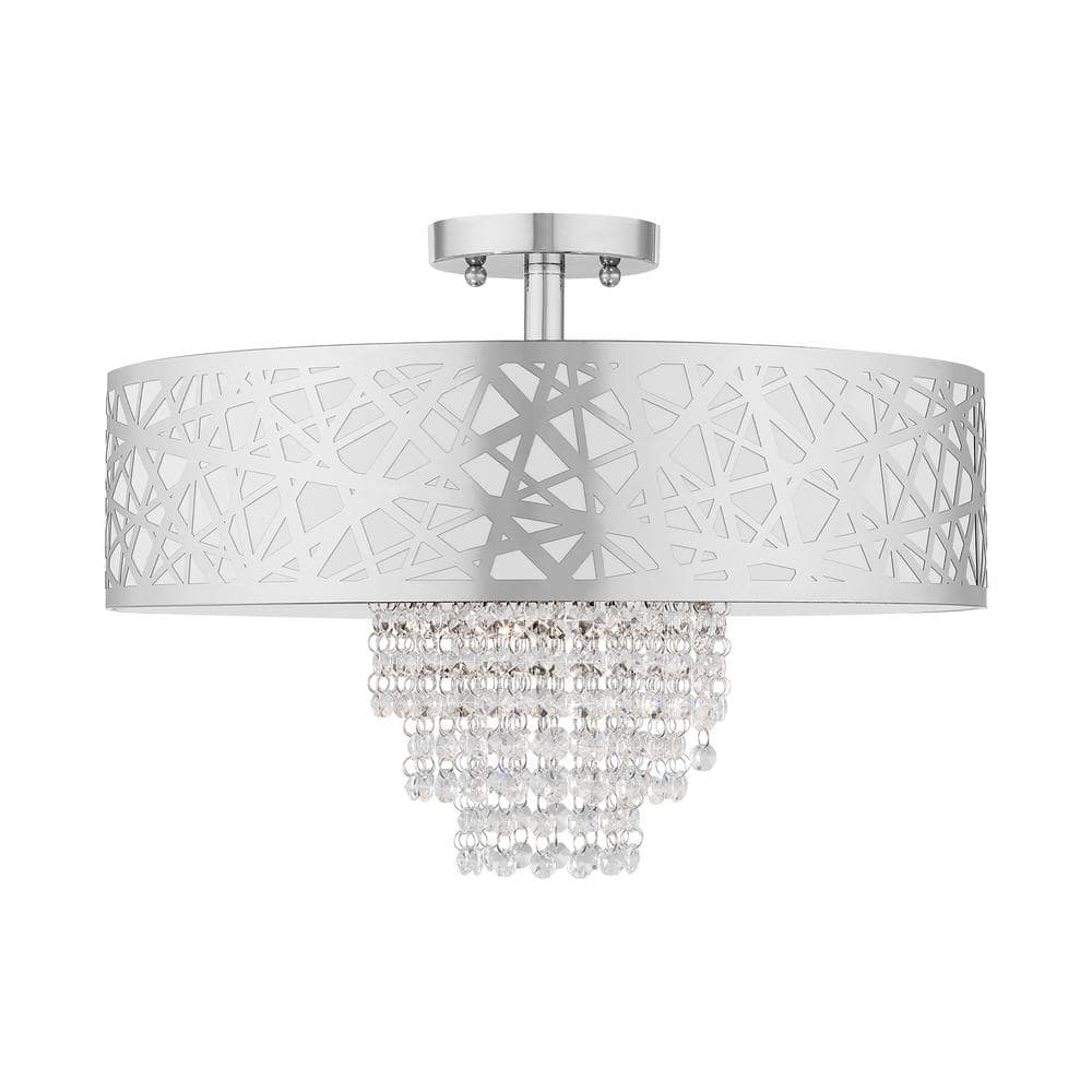 Allendale 4-Light Polished Chrome Crystal Semi-Flush Mount