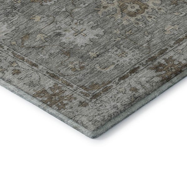 Mayfield Premium Machine Washable Abstract AMF2051 Pewter 5 ft. x 7 ft. 6 in. Area Rug