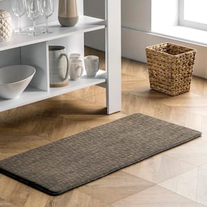 Casual Crosshatched Anti Fatigue Kitchen or Laundry Room Black 18 in. x 30 in. Indoor Comfort Mat