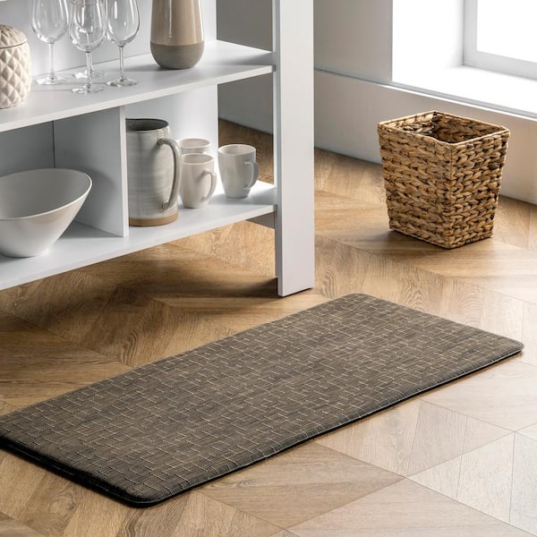 Casual Crosshatched Anti Fatigue Kitchen or Laundry Room Black 20 in. x 42 in. Indoor Comfort Mat