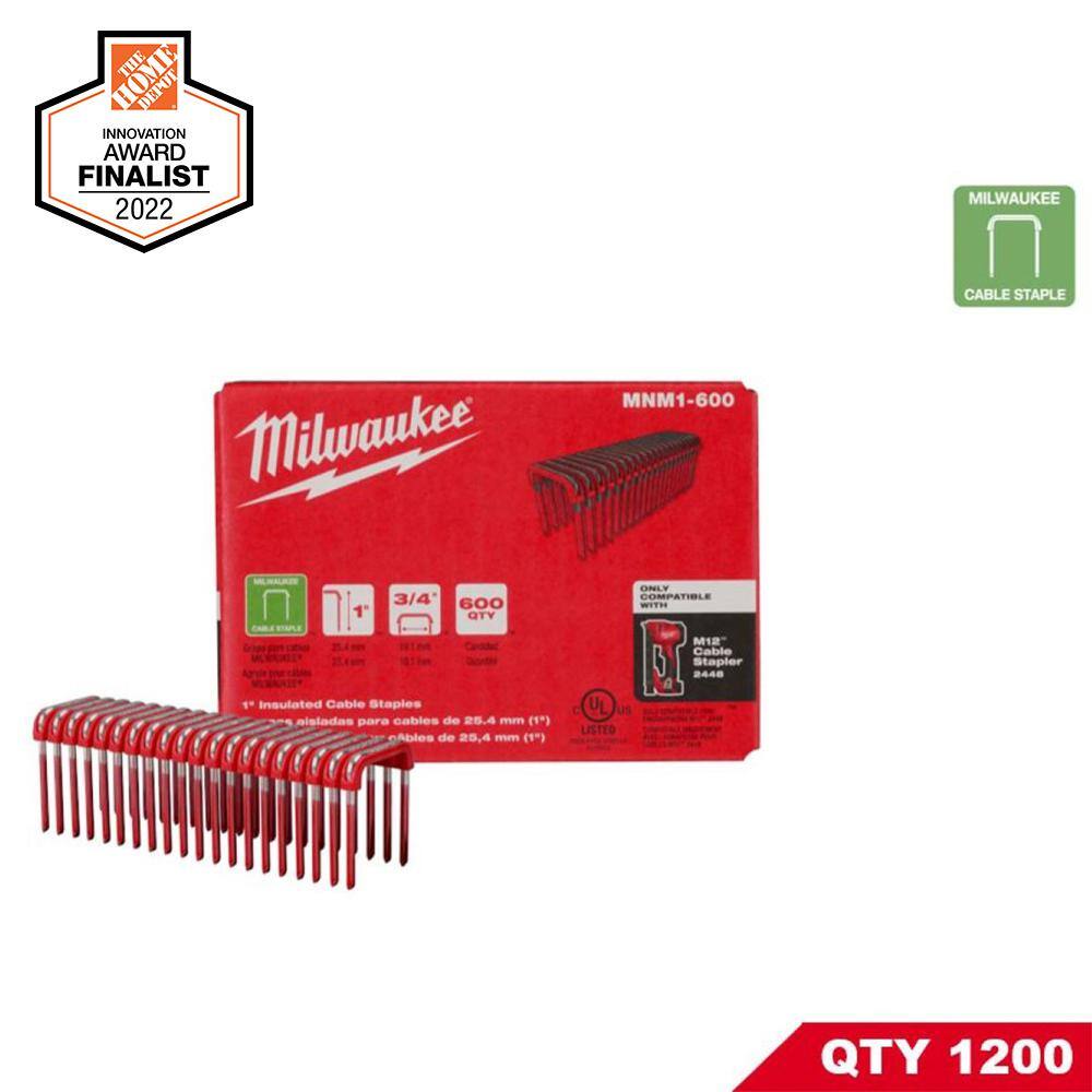 Milwaukee 1 in. Insulated Cable Staples for M12 Cable Stapler 600 per