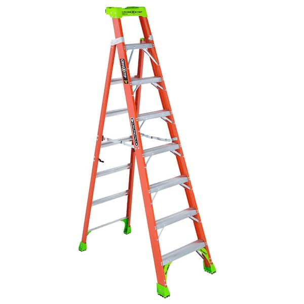 Louisville Ladder Cross Step 8 ft. Fiberglass Leaning Step Ladder (12 ft. Reach), 300 lbs. Load Capacity, Type IA Duty Rating