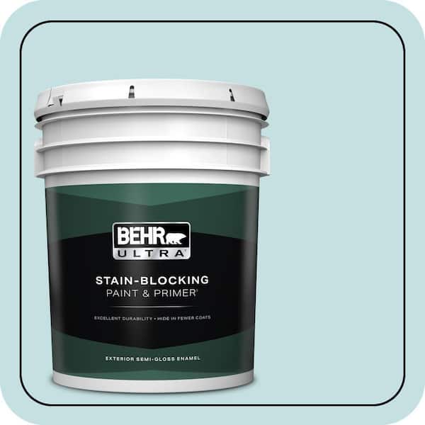BEHR ULTRA 5 gal. #T17-04 Peek a Blue Semi-Gloss Enamel Exterior Paint & Primer