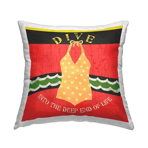 Dive Rustic Swimsuit Outdoor Printed Throw Pillow by Andrea Tachiera