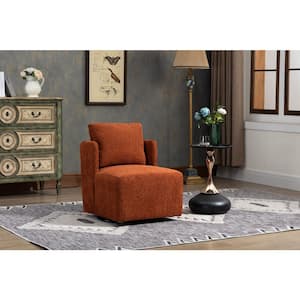 Modern Comfy Orange Chenille Upholstered Swivel Accent Barrel Chair