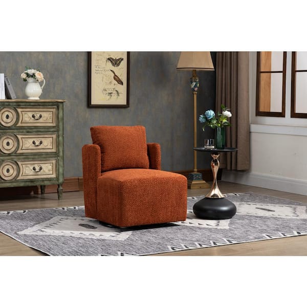 HOMEFUN Modern Comfy Orange Chenille Upholstered Swivel Accent Barrel ...