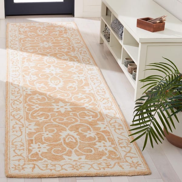 Jardin 2 ft. x 9 ft. Yellow/Ivory Border Floral Runner Rug