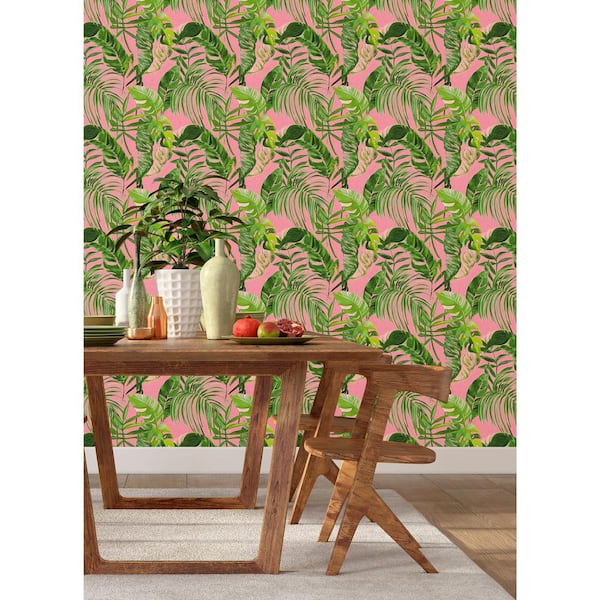 Grover Pink Palmera Wallpaper Sample
