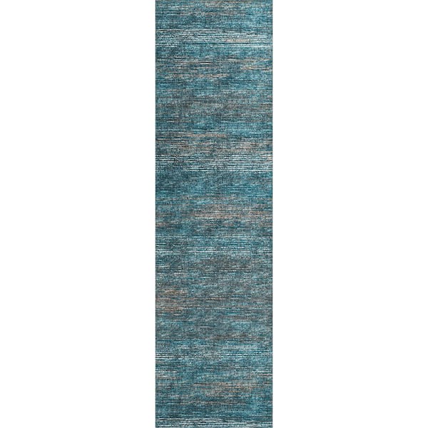 Marston Blue 2 ft. 3 in. x 7 ft. 6 in. Geometric Indoor/Outdoor Area Rug