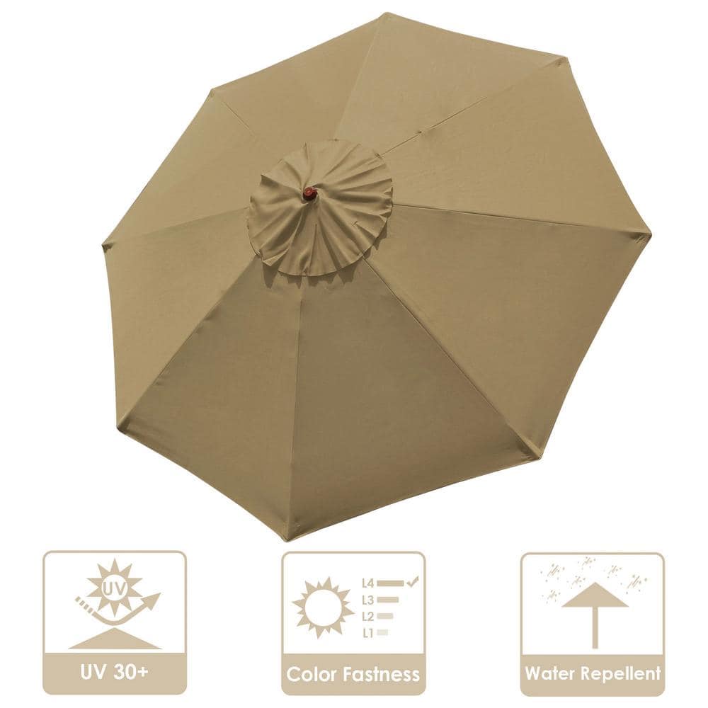 Shatex Patio Umbrella Cover 9 ft Replacement Canopy for 8 Ribs-Beige  PURC09F8RK - The Home Depot